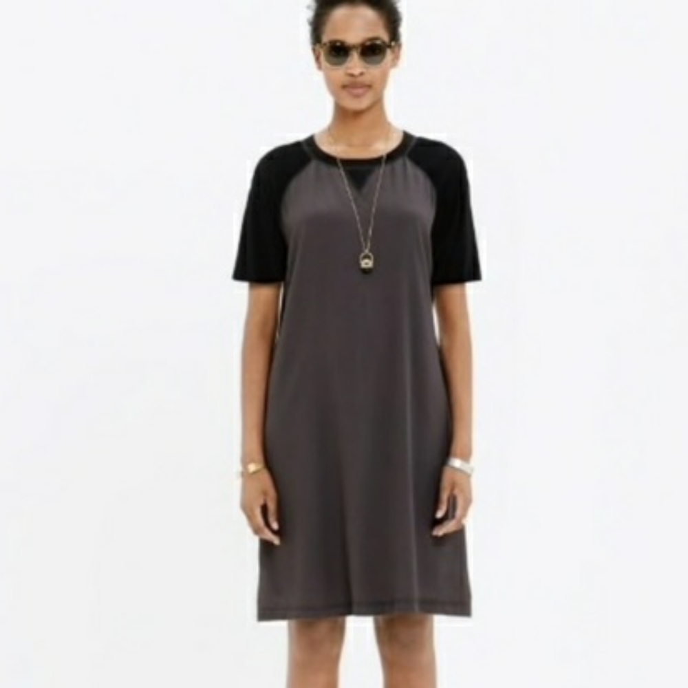 Madewell Colorblock T-shirt Black Gray Shift Dress